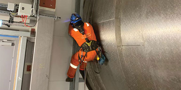 Rope Access Worker on Cable